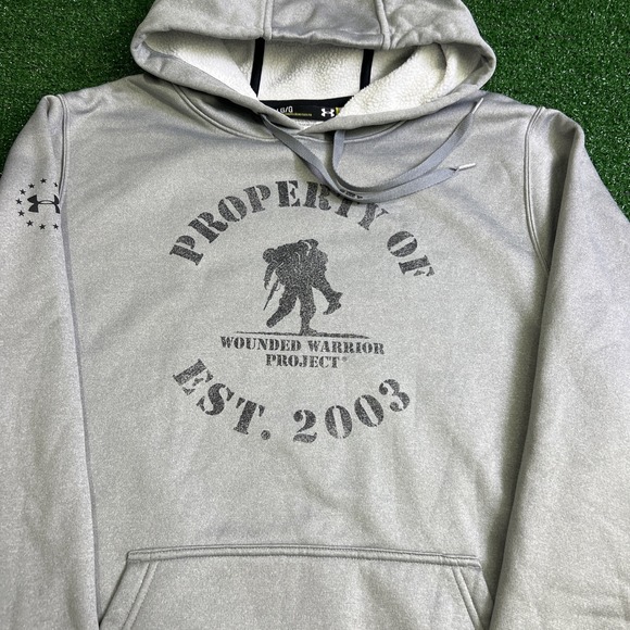 Wounded Warrior Project Est. 2003 Hoodie Sweatshirt Gray Mens Large Under Armour - Picture 1 of 9